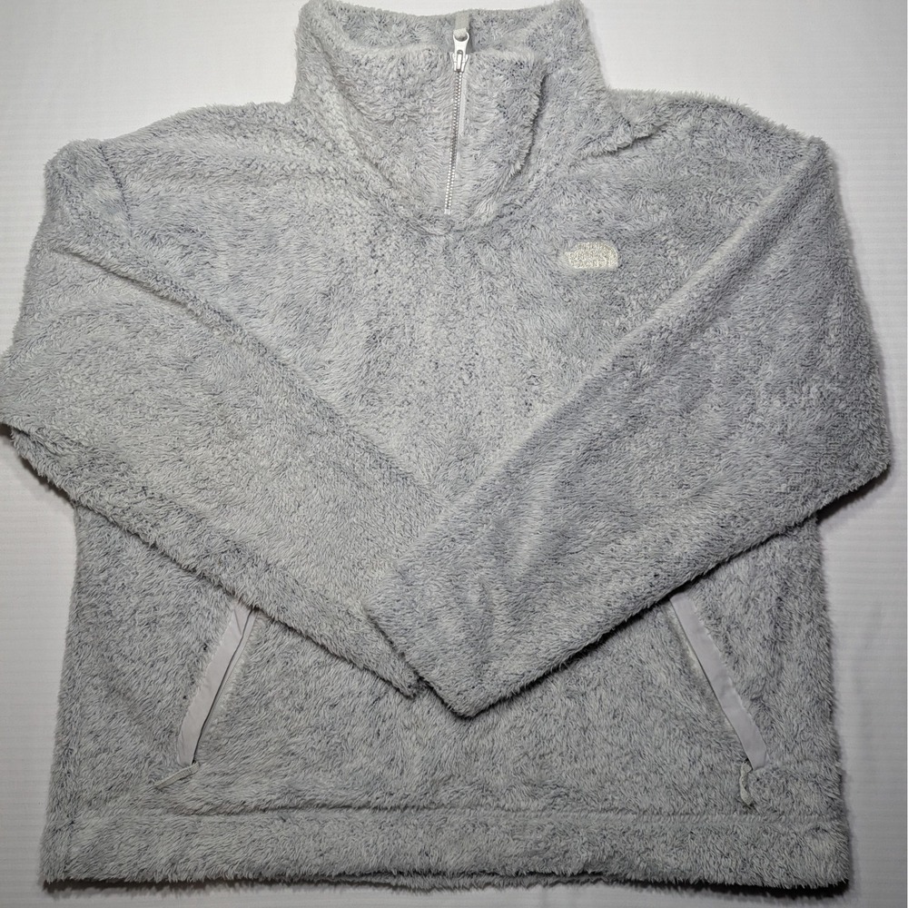 The North Face Women XL Osito Fleece Pullover 1/4 Zip High-Rise Grey Cozy Jacket
